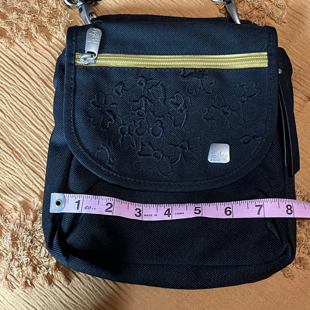 Haiku Black and Yellow Crossbody Bag with Floral Pattern - Picture 8 of 10
